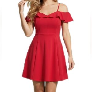 NWT Honey and Rosie Red Off-the-Shoulder Skater Dress - Medium
